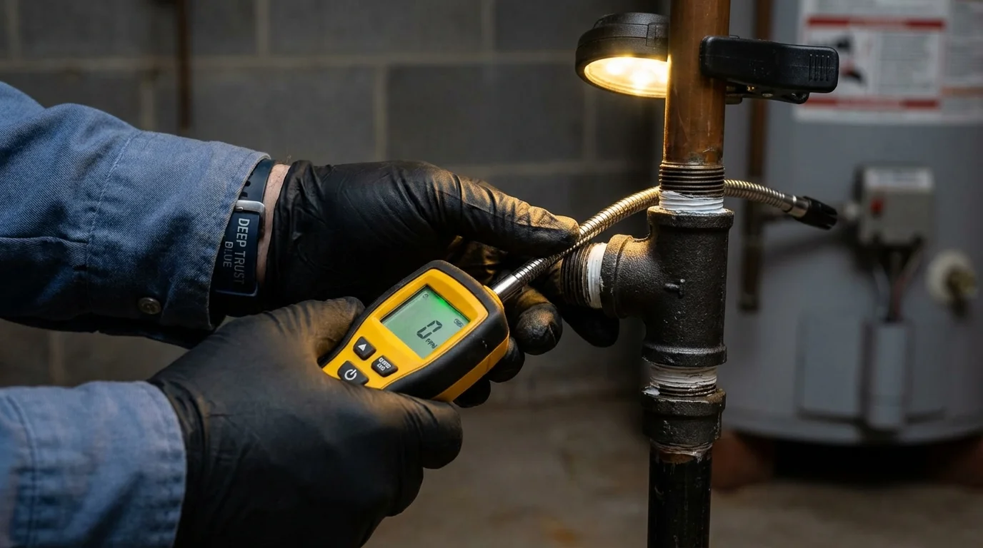 Gas leak detection with electronic sniffer by Johns Plumbing LLC in Southbridge